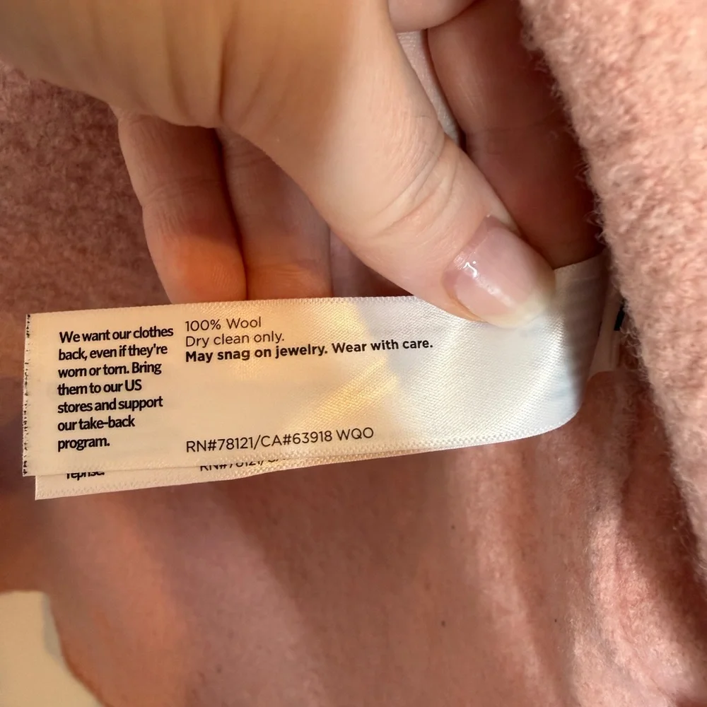 Eileen Fisher Lightweight Boiled Wool Box Sweater Top Mock Neck Pink Medium - Picture 4 of 5